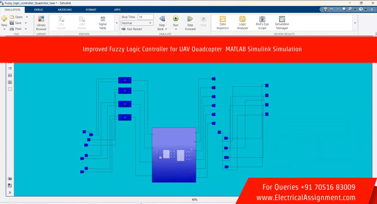 Improved Fuzzy Logic Controller for UAV Quadcopter MATLAB Simulink Simulation screenshot 3